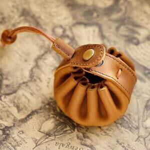 Tan Genuine Leather Small Coin Change Purse Accessory